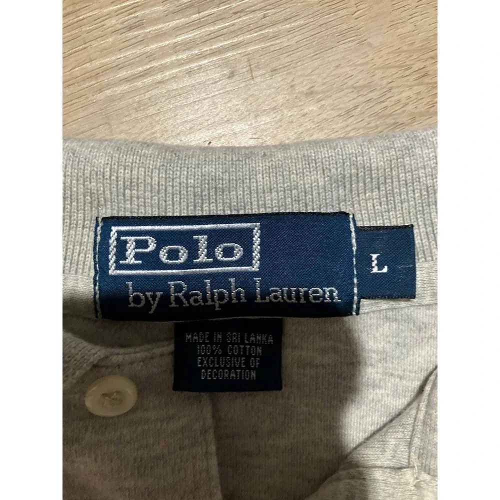 Polo Ralph Lauren Mens Large Grey Short Sleeve 100% Cotton Pony Logo Polo Shirt